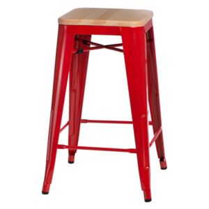 Barová stolička Paris Wood 75cm červená sosna prírodné