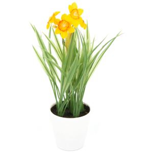 Umelá kvetina Narcis v kvetináči oranžová, 22 cm