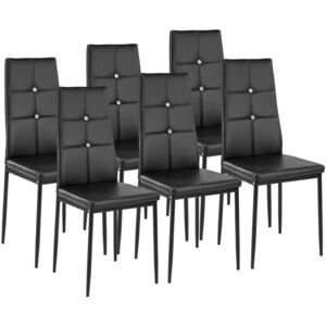 Tectake 402541 6 jedálenských stoličiek, ozdobné kamienky - čierna