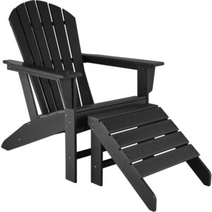 Tectake 403802 záhradná stolička janis s podnožkou joplin - čierna
