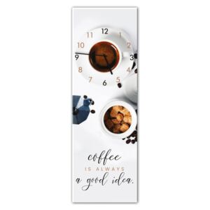 Styler Sklenené nástěnné hodiny - Coffee 2 | Rozmery: 20x60 cm