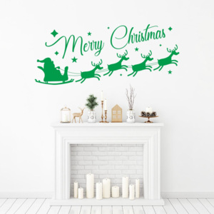 GLIX Merry Christmas Santa II. - nálepka na stenu Zelená 50 x 20 cm