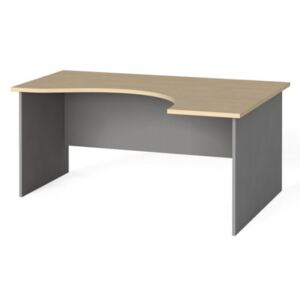 Rohový kancelársky pracovný stôl, zaoblený 160x120 cm, breza, pravý