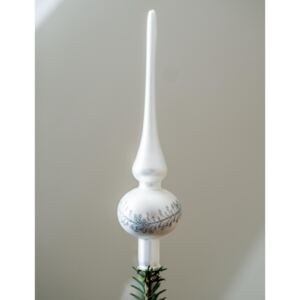 Sklenená špica na vianočný stromček Silver Flowers