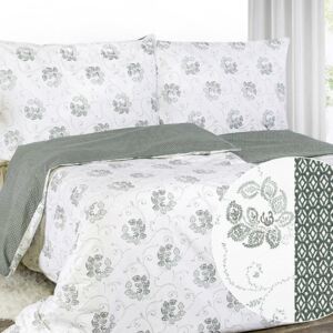 Goldea bavlnené posteľné obliečky - vzor 952 tmavo zelené kvetované ornamenty s geometrickými tvarmi 140 x 200 a 70 x 90 cm