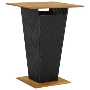 Barový stôl čierny 80x80x110 cm polyratan a akáciový masív