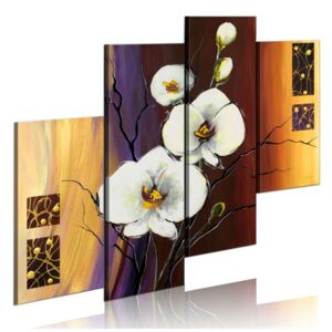 Bimago Ručne maľovaný obraz - White orchid 120x100 cm