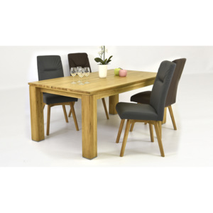 Jedálenský stôl z dubu + kožené stoličky