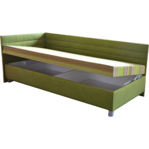 Mitru, s.r.o. Čalúnená posteľ ETILE 2 110x200, zelená - ľavý roh