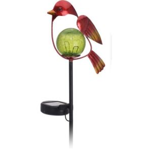 Solárna lampa Bird červená, 13 x 6 x 52 cm