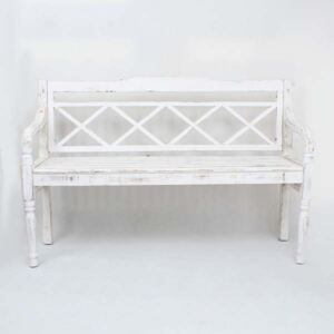 Drevená lavička vintage biela 130×85 ×40 cm