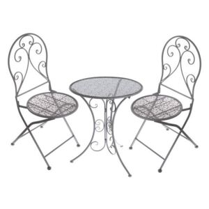 Kovový stôl + 2 stoličky set farba šedá