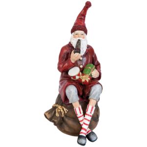 Dekorácia Santa s fajkou a darčeky - 9 * 11 * 22 cm