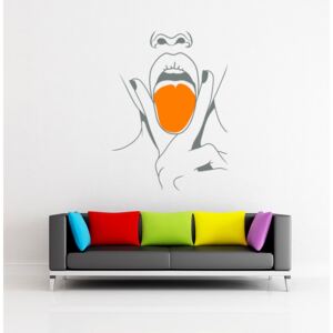 GLIX Lips swag - nálepka na stenu Šedá a oranžová 50 x 70 cm