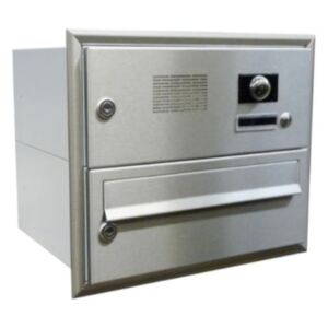 DOLS B-015-ABB - nerezová poštová schránka na zamurovanie, s videohovorovým modulom ABB, menovkou a zvonkovým tlačidlom