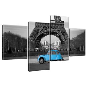 Obraz na plátne Modré auto pred Eiffelovou vežou 120x70cm 1804A_4AA