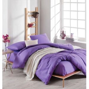 Set fialovej obliečky s plachtou na dvojlôžko Violette, 200 × 220 cm