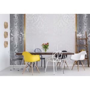Fototapeta - Silver And White Luxury Ornamental Design Vliesová tapeta - 312x219 cm