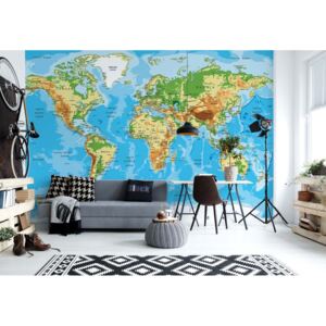 Fototapeta - World Map Atlas Vliesová tapeta - 416x254 cm