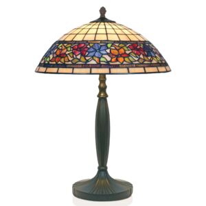 Stolná lampa Flora štýl Tiffany dole otvorená 62cm