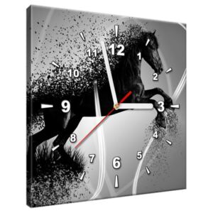 Tlačený obraz s hodinami Čiernobiely kôň – Jakub Banas ZP3573A_1AI