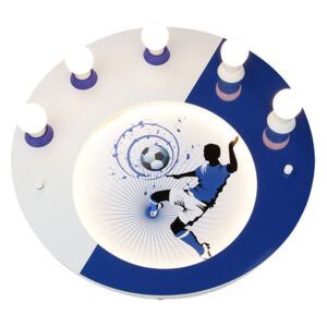 Stropné svietidlo Soccer, 5-pl. modro-biele