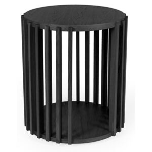 Woodman Drum bočný stolík dub/čierna, čierna/béžová