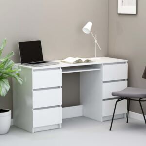 Písací stôl, biely 140x50x77 cm, drevotrieska