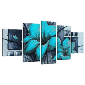 Ručne maľovaný obraz Nádherné modré Vlčie maky 150x70cm RM2458A_5B