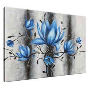 Ručne maľovaný obraz Kytica modrých magnólií 100x70cm RM3441A_1Z