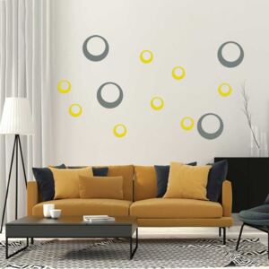 GLIX Dekorácie kruhy - samolepka na stenu Šedá a žltá 95 x 65 cm