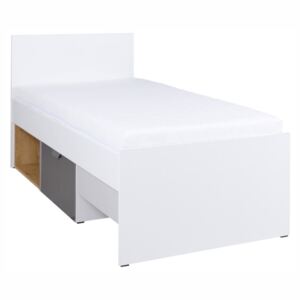 Jednolôžková posteľ 90 cm typ 15 Sinny (biela + grafit + dub lefkas). Vlastná spoľahlivá doprava až k Vám domov
