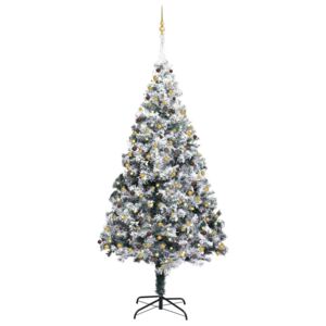 Umelý vianočný stromček LED, súprava gulí a sneh zelený 300 cm