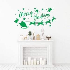 GLIX Merry Christmas Santa I. - nálepka na stenu Zelená 50 x 25 cm
