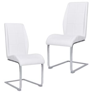 Jedálenské stoličky, perová kostra 2 ks, biele, látka