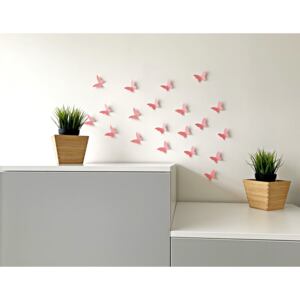 Samolepka na stenu "Papierové 3D motýle - ružové" 20ks 7,5x5cm