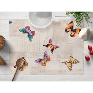 Dekoračné prestieranie na stôl Leona LN-006 Motýle na béžovom 30x40 cm