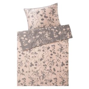 MERADISO® Saténová posteľná bielizeň, 140 x 200 cm (floral bledoružová / šedá ), floral ružová / šedá (100303360)