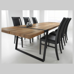 Jedálenský stôl Annie 290 - 410cm / čierna-prírodná