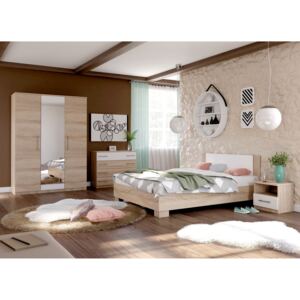 Spálňa AVRORA 5, s posteľou 160x200 cm - dub sonoma / biela