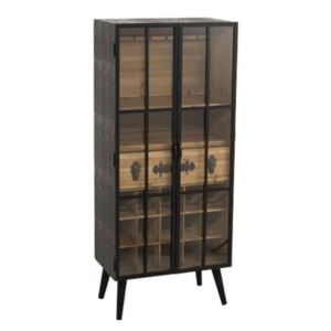 Komoda drevená sklenená bar kabinet BISTRO RETRO