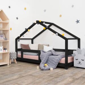Benlemi Detská posteľ domček Lucky 120x180 cm s bočnicou Farba: Čierna