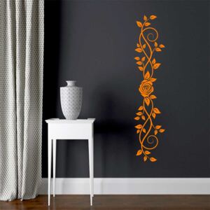 GLIX Kvetinová dekorácia III. - nálepka na stenu Oranžová 80 x 17 cm