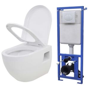 Závesná toaleta/WC s podomietkovou nádržkou, keramická, biela