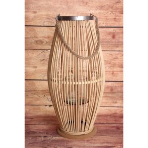 Bambusový lampáš so sklom - bledohnedý (30x59x29 cm) - moderný štýl