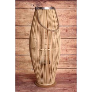 Bambusový lampáš so sklom - bledohnedý (29x71x29 cm) - moderný štýl