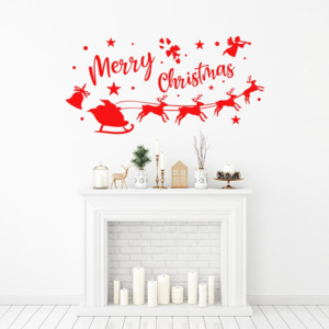 GLIX Merry Christmas Santa I. - nálepka na stenu Červená 50 x 25 cm