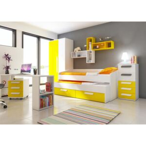 Detská izba s prístelkou B - žltá - Polica biela
