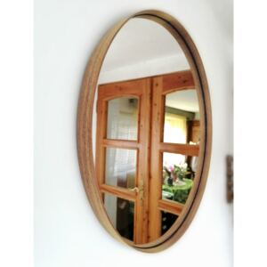 Orechové okrúhle zrkadlo Priemer zrkadla (cm): 65, Podsvietenie: Nie, Šírka rámu: 40 mm