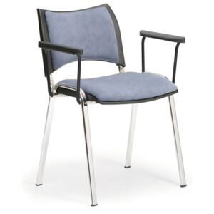 Konferenčná stolička SMART - chrómované nohy, s podpierkami rúk, sivá